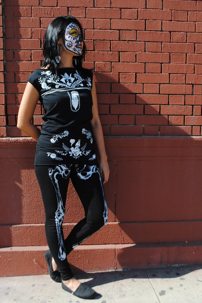 Skeleton Bone Leggings in Bone (White)