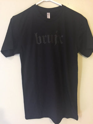 brujx palabra tee (Unisex) - black on black and white on black