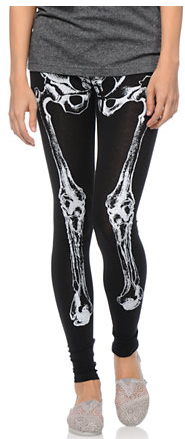 Skeleton Bone Leggings in Bone (White)
