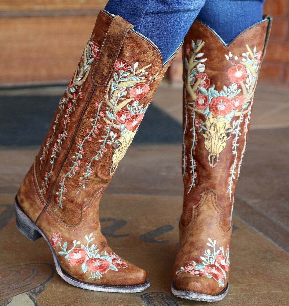 Corral Deer Skull Floral Botas – EL MERCADO y Mas